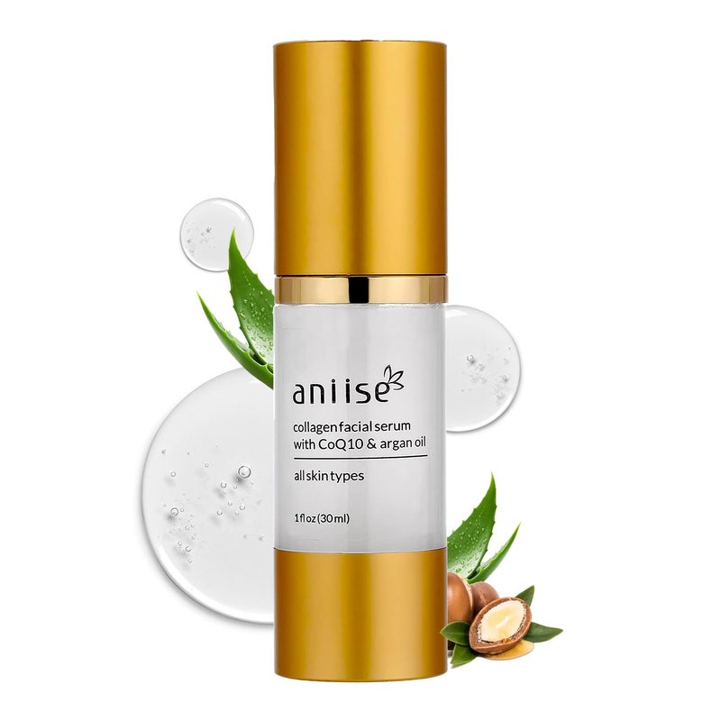 AntiAging Collagen Facial Serum with Hyaluronic Acid CoQ10 Argan Oil Vitamin C  E  Deeply Hydrates  Moisturizes  Reduces Fine Lines Wrinkles Dark Circles  Pigmentation  1 fl oz  30 ml